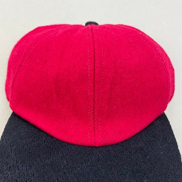 Vintage Red Hat Cap 7-1/8 Black Wool Stretch Blank 6 Panel Skater Adjustable 90s - Picture 3 of 5